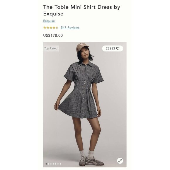 NWT Size S - The Tobie Button-Front Pleated Shirt Dress by Exquise (NWT US$178) - Picture 1 of 16